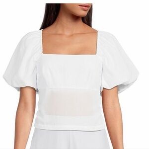 Gianni Bini White Puff Sleeve Blouse